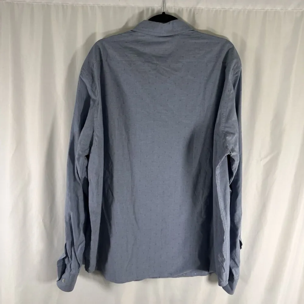 Banana Republic Untucked Fit Shirt Mens XXL Polka Dot Blue Long Sleeve Button Up